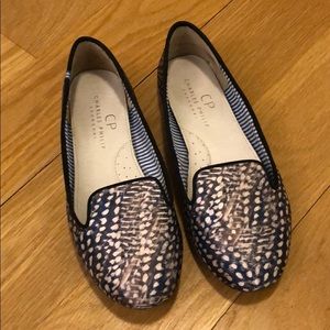 CHARLES PHILIP Satin Printed Flats